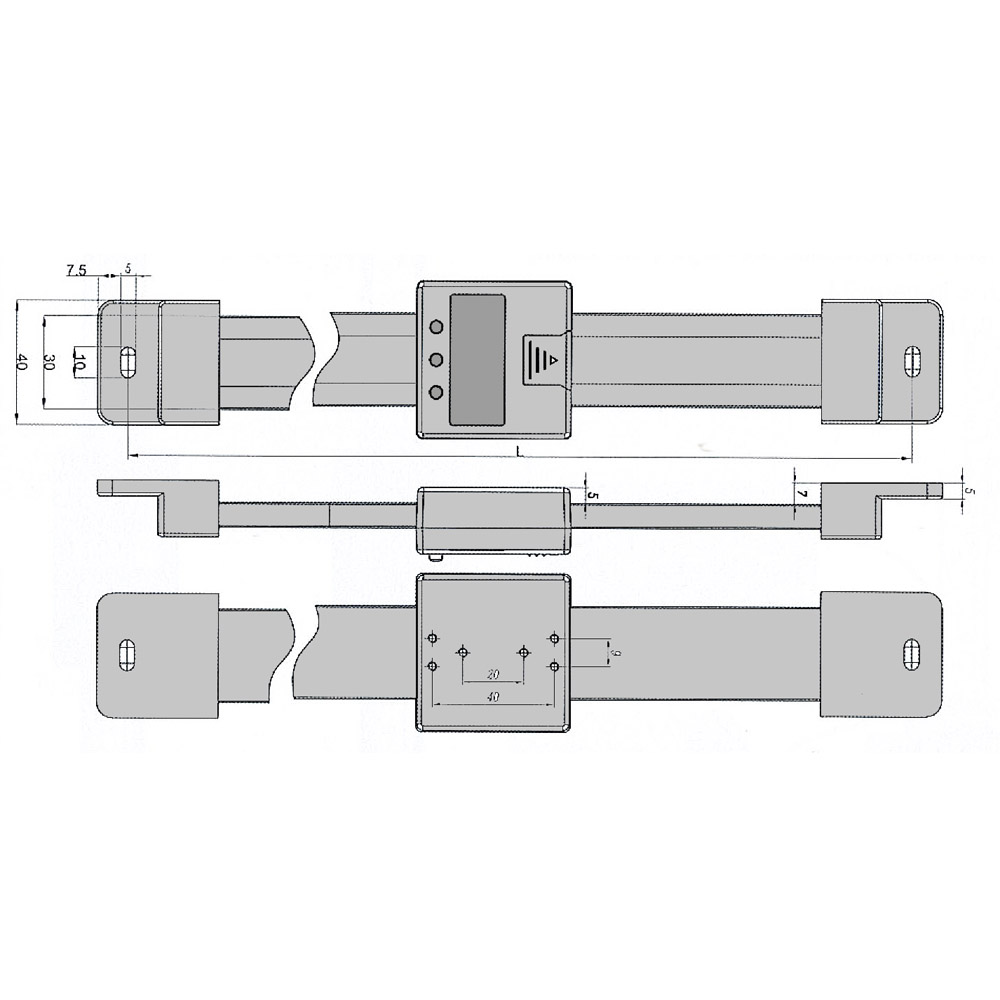 Drawing Digital scale unit 999 mm horizontal DIN 862