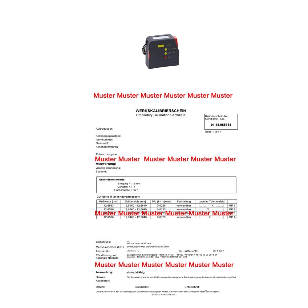 Certification for digital measuring tapes 5 m Certification for digital measuring tapes 5 m