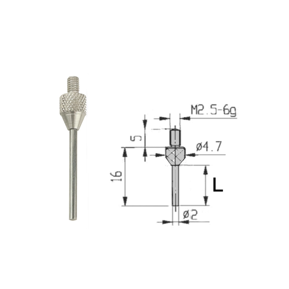 Stift-Messeinsatz Ø 2 mm L=10 mm für Messuhren Gewinde M 2,5