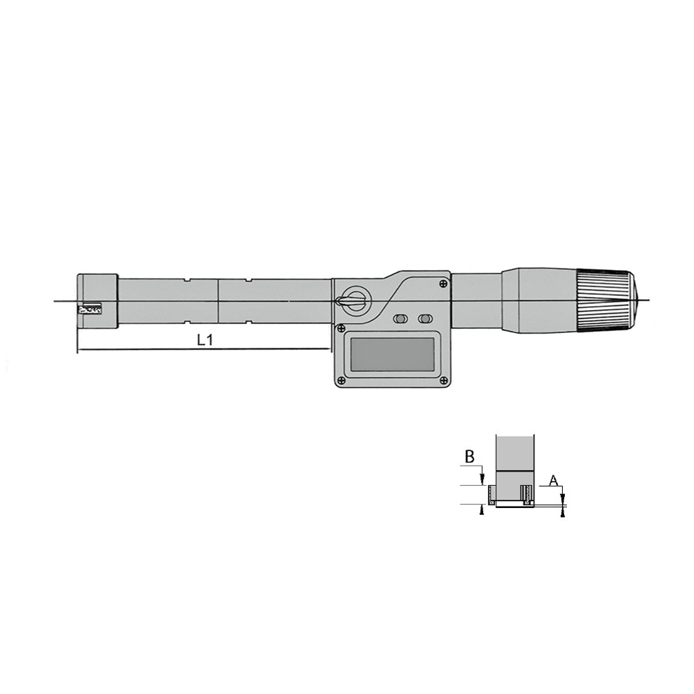 Zeichnung Digital-Dreipunkt-Innenmessschrauben 25 - 30 mm mit Skalierung