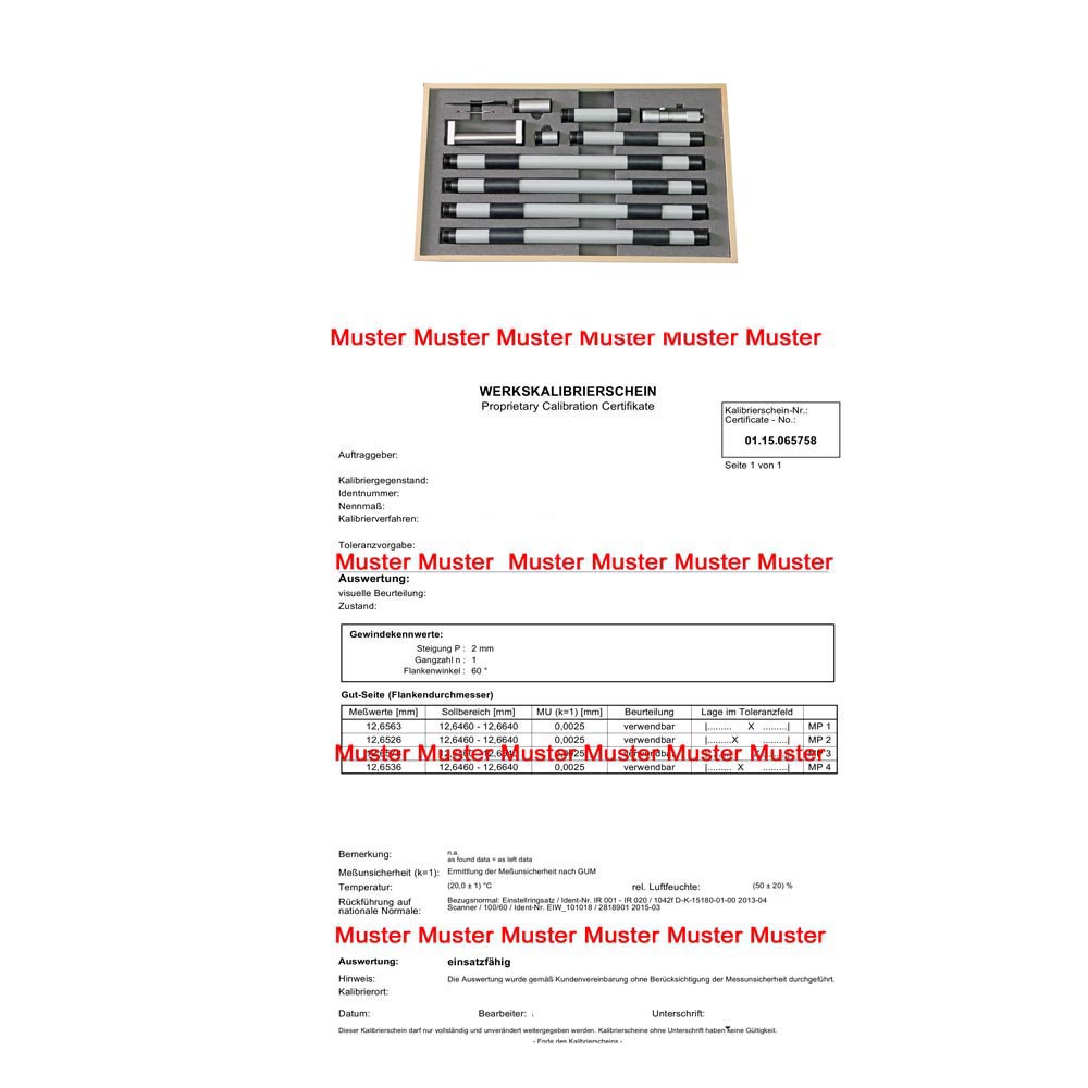Certification inside micrometer set range 50 - 150 mm Certification inside micrometer set range 50 - 150 mm