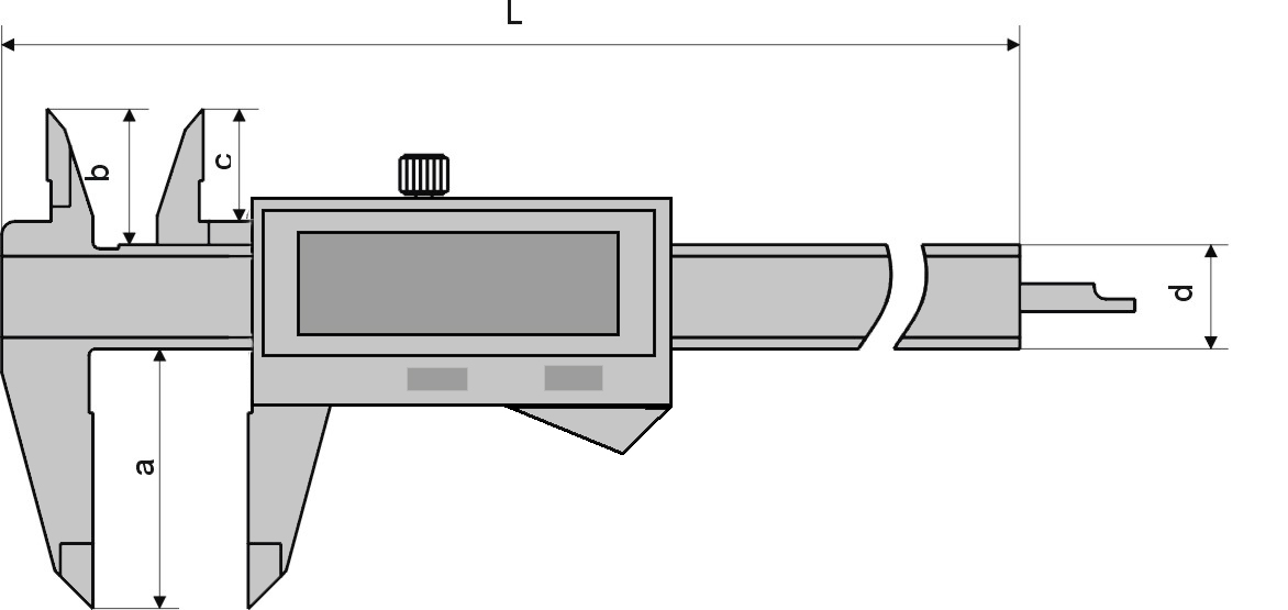 Technical drawing Digital pocket caliper 0-150 mm with bluetooth IP 67