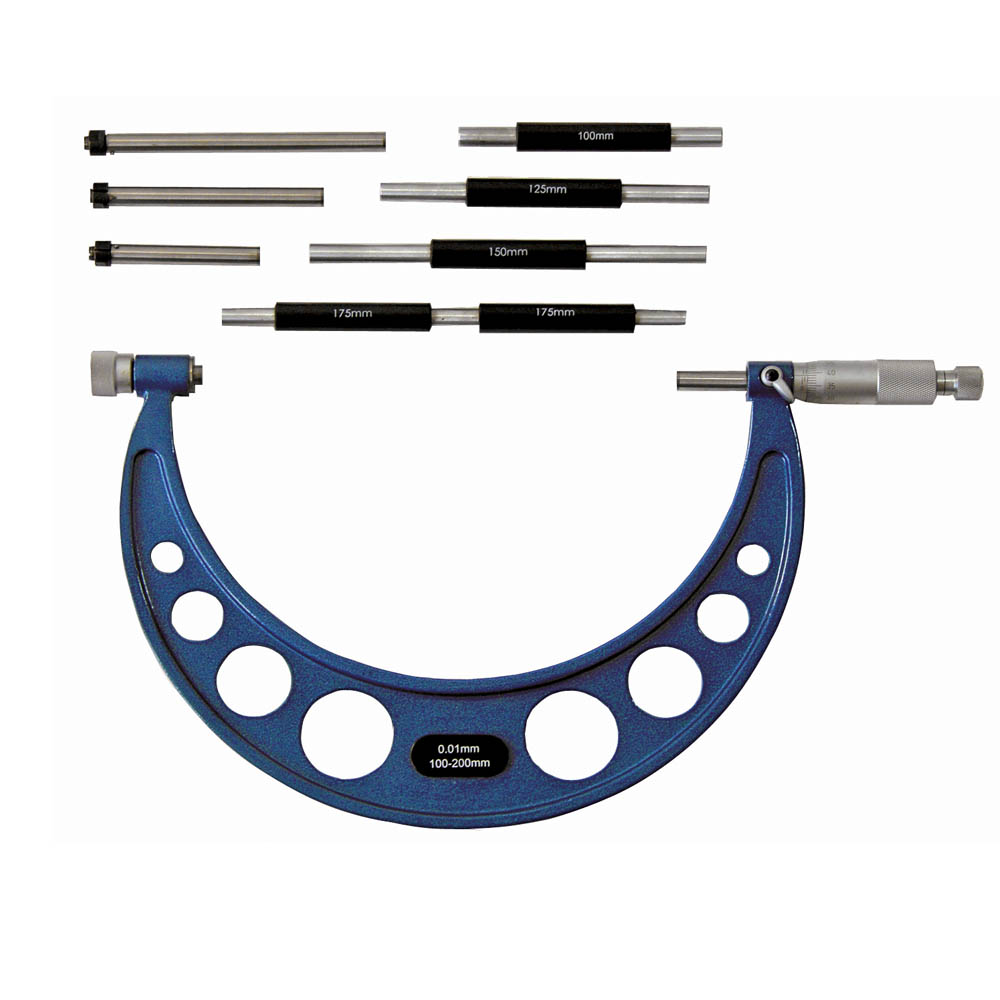 Bügelmessschraube 0 - 150 mm mit 6 auswechselbaren Ambossen Bügelmessschraube 0 - 150 mm mit 6 auswechselbaren Ambossen