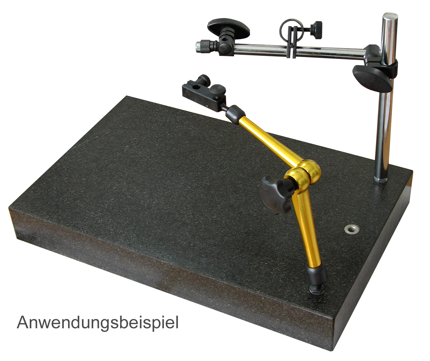 Anwendungsbeispiel Mess- und Kontrollplatte 200 x 150 x 50 mm aus Granit mit Gewinde M8 DIN 876/0