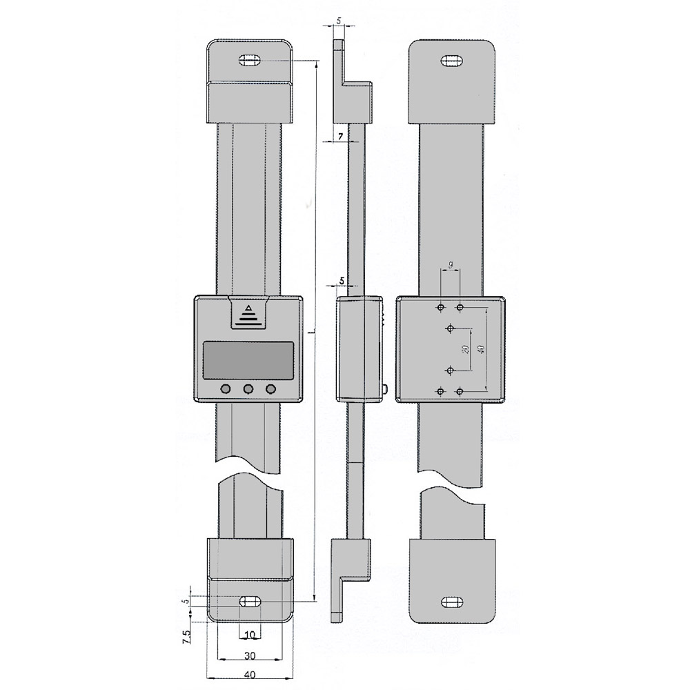 Drawing Digital scale unit 600 mm vertical DIN 862
