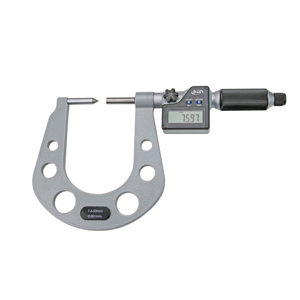 Digital micrometer 7,6 - 33 mm with carbide point