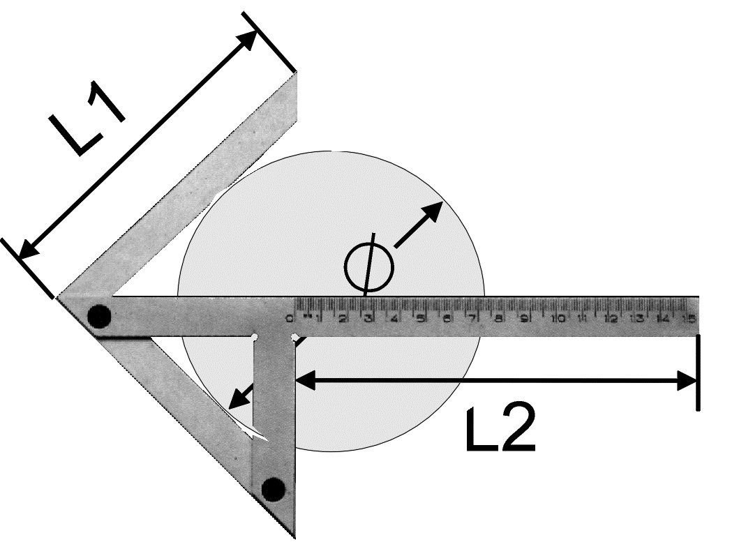 Zeichnung Zentrierwinkel 150 x 130 mm Zeichnung Zentrierwinkel 150 x 130 mm