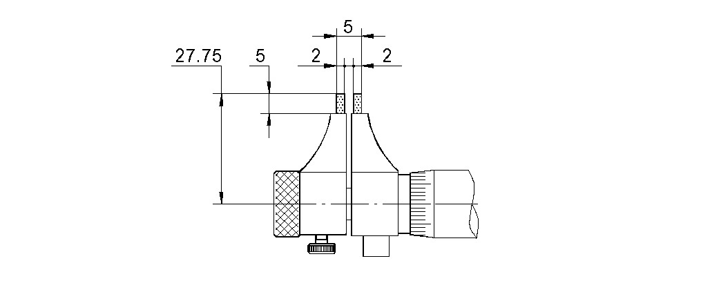 Technical drawing Inside micrometer 5 - 30 mm with round measuring faces Technical drawing Inside micrometer 5 - 30 mm with round measuring faces