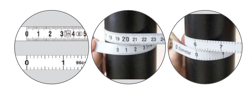 Diameter measuring tape detail