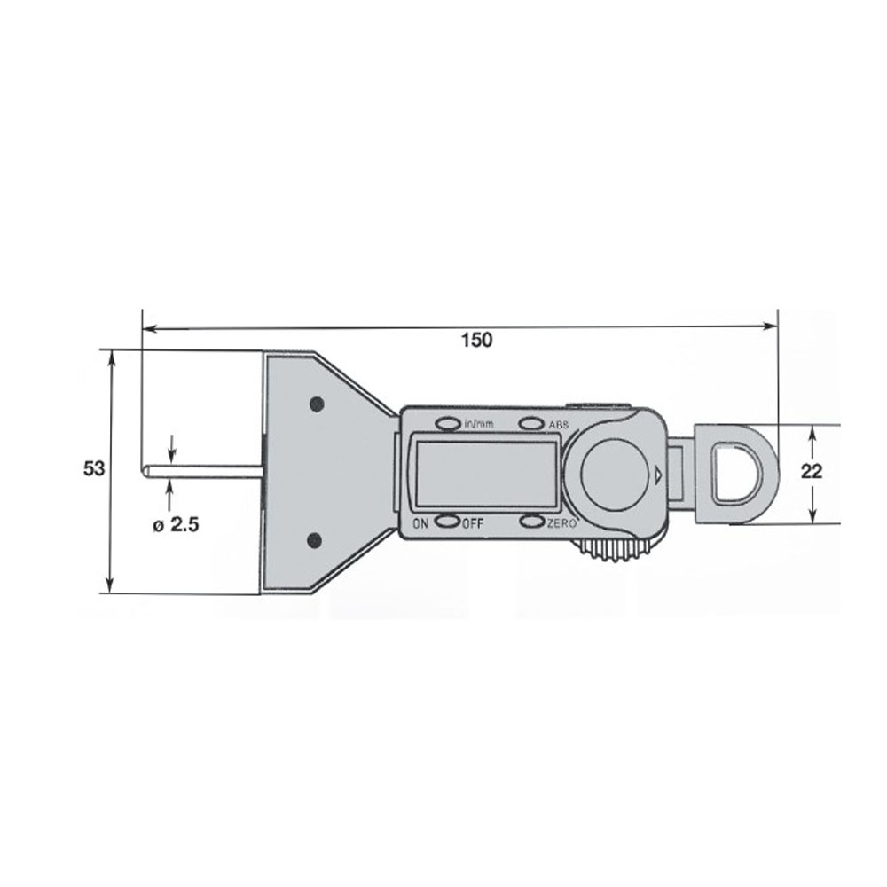 Drawing Digital depth gauge 25 mm range made of plastic