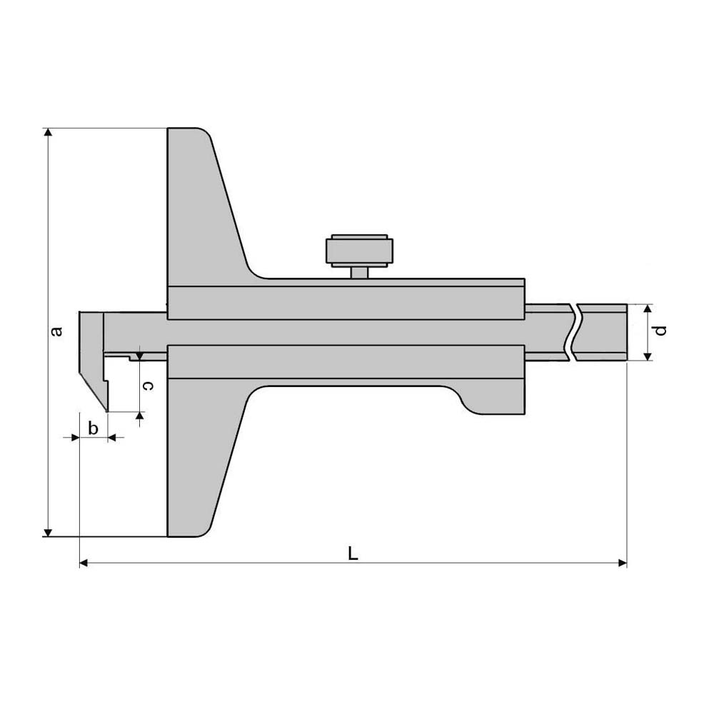 Technical drawing Depth vernier caliper 500 x 100 mm with hook DIN 862