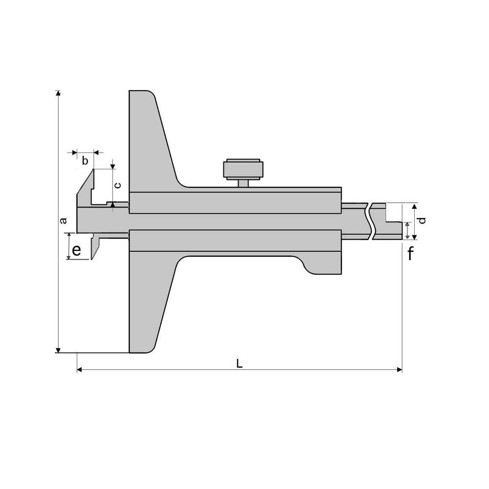 Technical drawing Depth vernier caliper 300 x 100 mm with double hook DIN 862