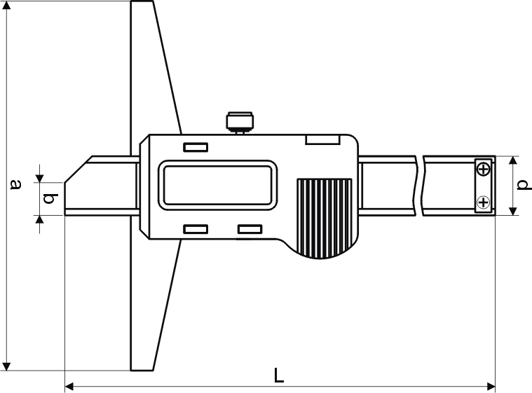 Technical drawing digital depth caliper 300 x 150 mm DIN 862 with certificate