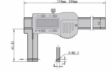 Zeichnung Digital-Universal-Messschieber 0 - 200 mm mit auswechselbaren Einsätzen 3V
