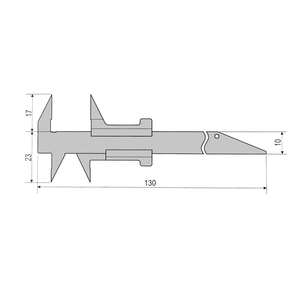 Zeichnung Klein-Messschieber 0 - 80 mm mit spitzem Schnabel für Zahntechniker