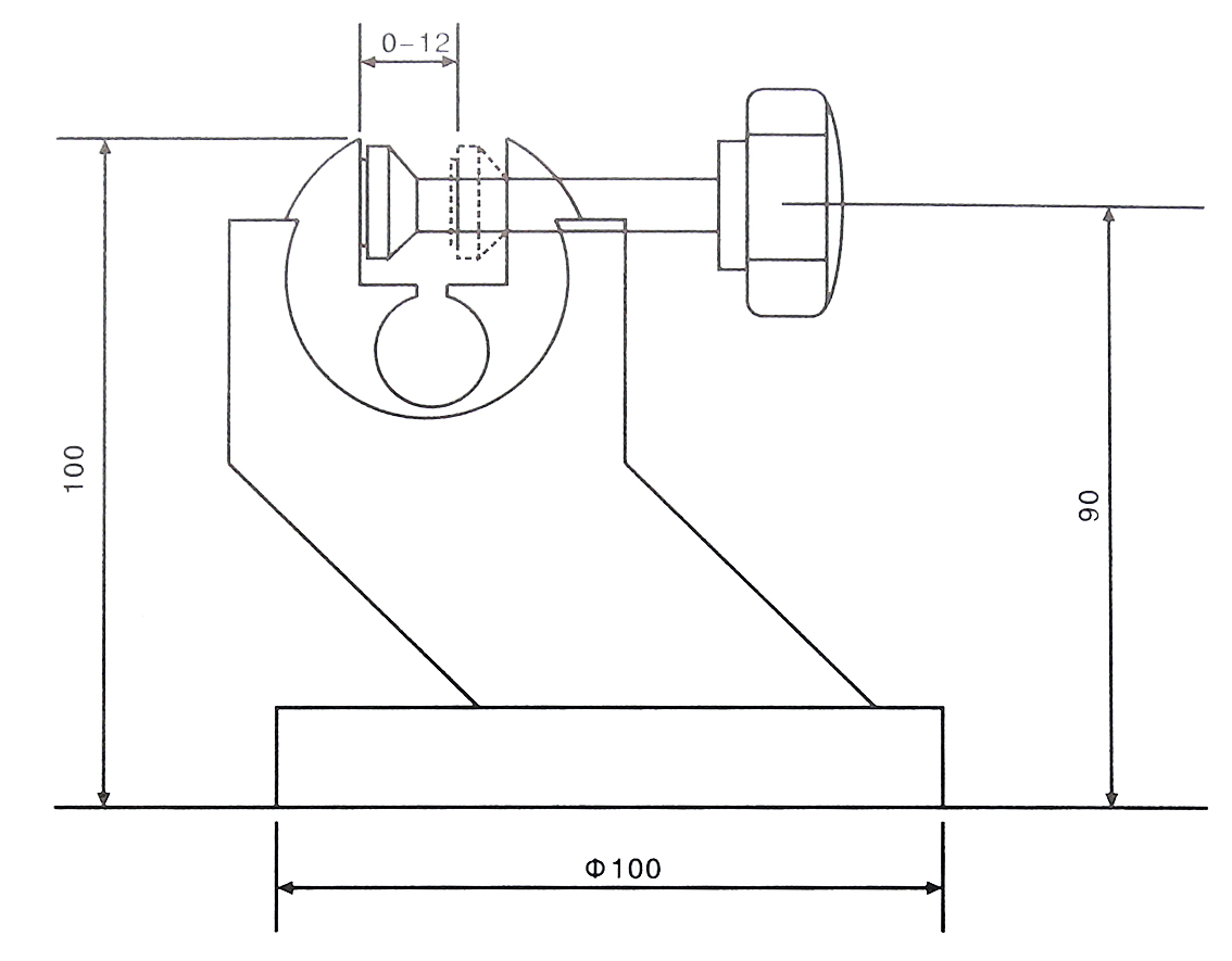 Technical drawing Micrometer holder for mircrometer until 200 mm adjustable angle