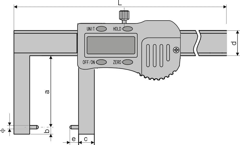 Technical drawing Digital outside groove caliper 0 - 150 mm with points