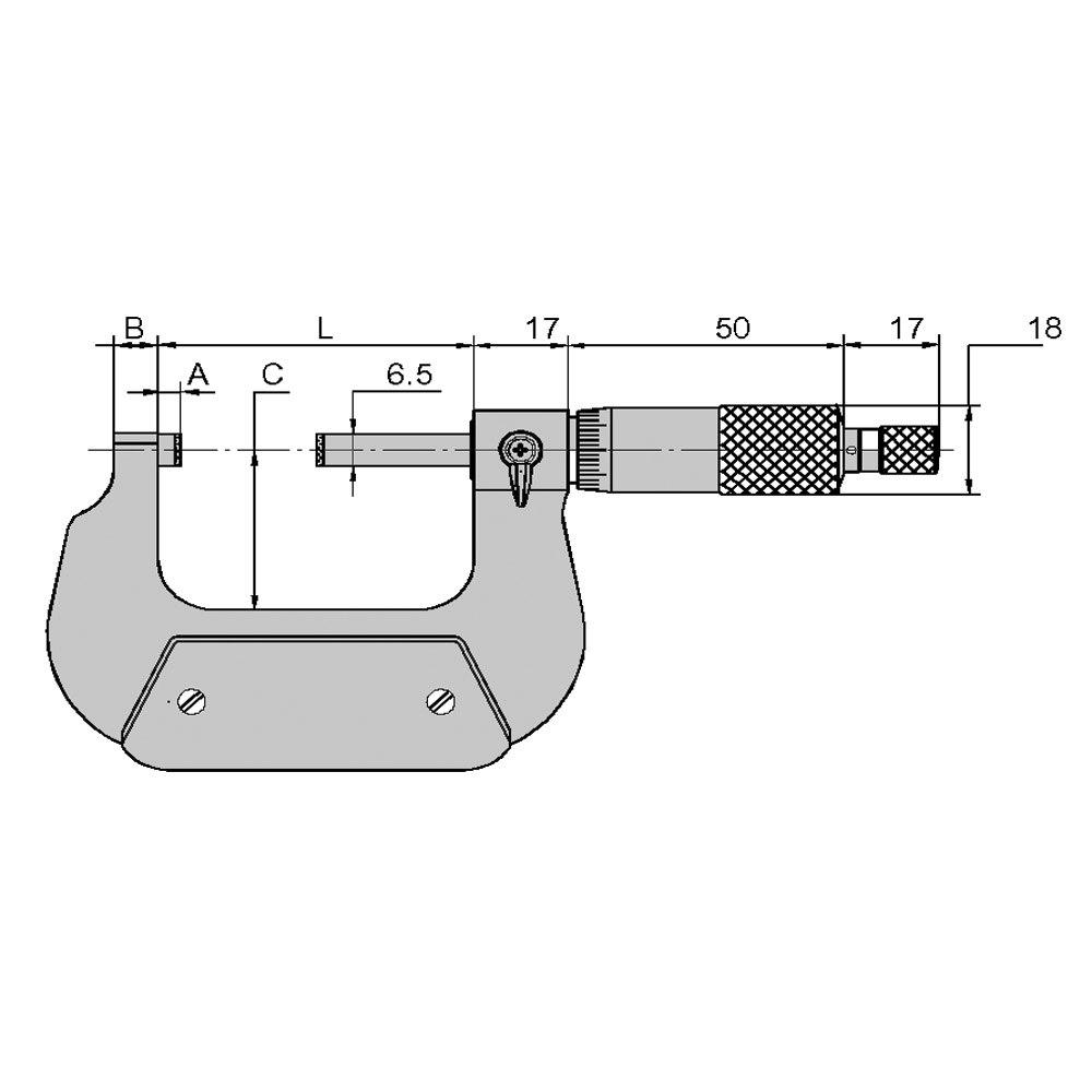 Zeichnung Bügelmessschrauben 25 - 50 mm DIN 863