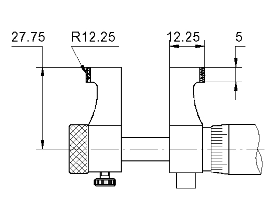Technical drawing Digital inside micrometer 75 - 100 mm with round carbide measuring faces Technical drawing Digital inside micrometer 75 - 100 mm with round carbide measuring faces