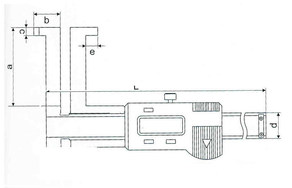 Zeichnung Digital-Innen-Nuten-Messschieber 10 - 100 mm 3 V