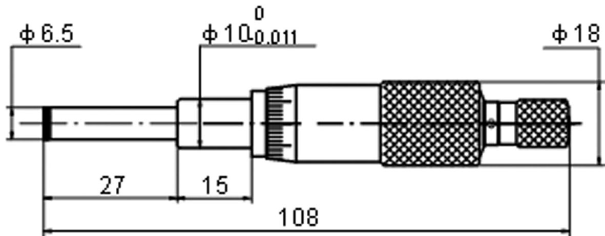 Technical drawing Micrometer head 0-25 mm range DIN 863