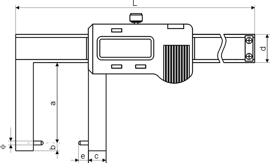 Zeichnung Digital-Außen-Nuten-Messschieber 0 - 300 mm mit Stiften Zeichnung Digital-Außen-Nuten-Messschieber 0 - 300 mm mit Stiften