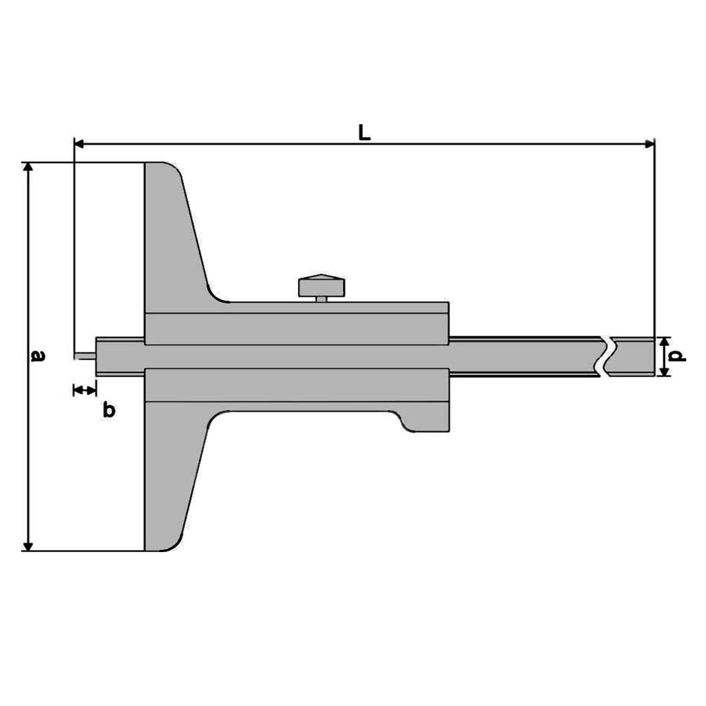 Technical drawing Depth caliper 300 x 150 mm with needle point DIN 862