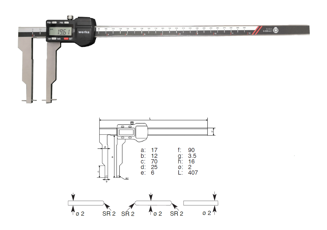 Dig.-Messschieber 0-300 mm Messbereich - mit auswechselbaren Einstzen - 2235-300 - Messwelt