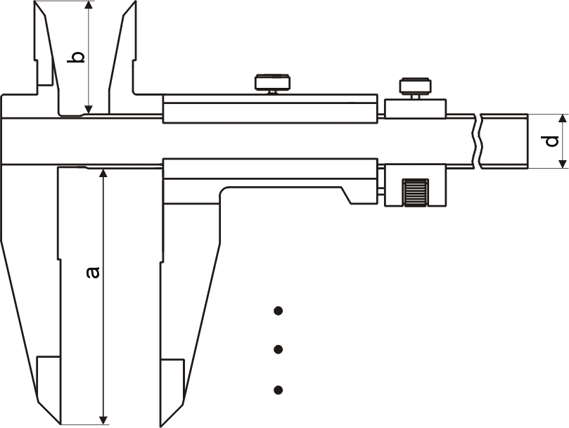 Zeichnung Taschen-Messschieber 0-300 mm Messbereich mit Feineinstellung