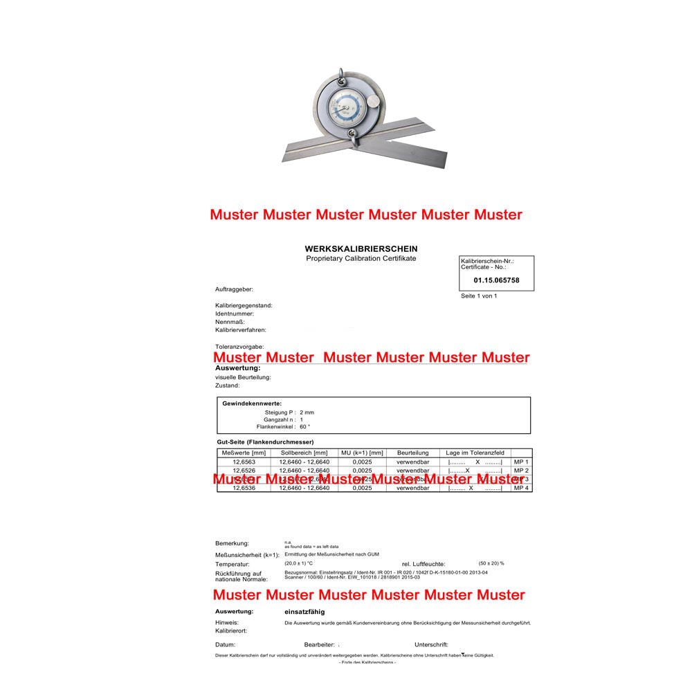 Certification for universal bevel protractor with two ruler Certification for universal bevel protractor with two ruler