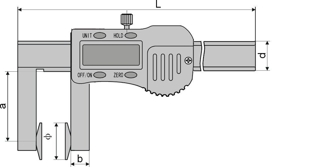 Technical drawing Digital caliper 0 - 150 mm with disc measuring faces 3V