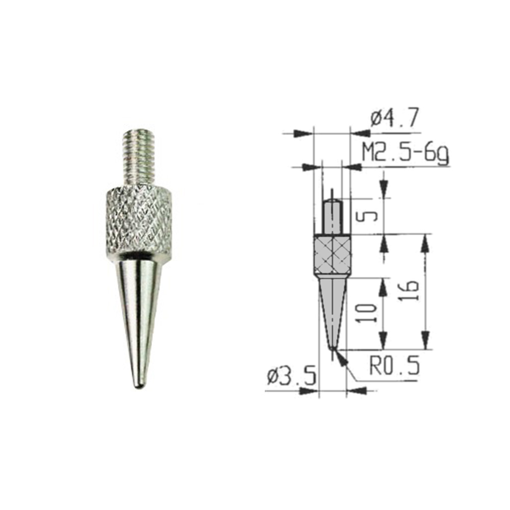 Messeinsatz Kegel 0,5 mm für Messuhren Gewinde M 2,5