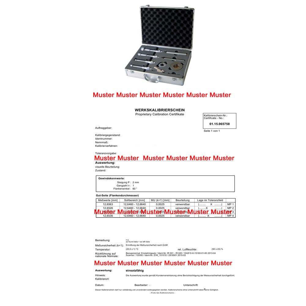 Certification for threepoint internal micrometer set until 50 mm Certification for threepoint internal micrometer set until 50 mm