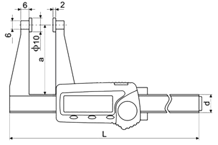 Technical drawing Digital caliper for sheet thickness 50 x 80 mm