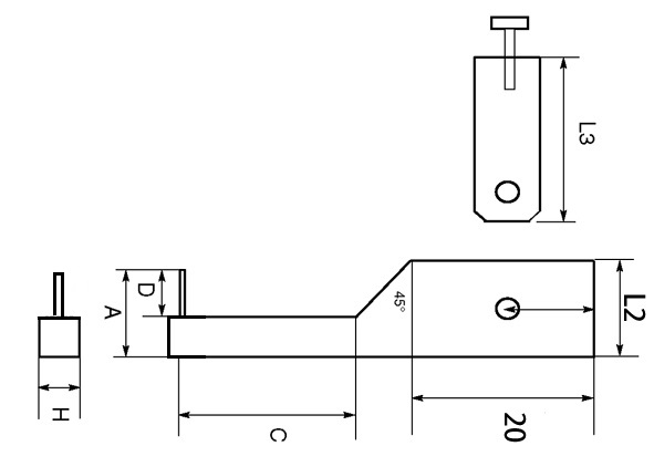 Zeichnung Messeinsatz mit Stift-Messflächen L 5 x Ø 2 mm zur Nuten-Messung