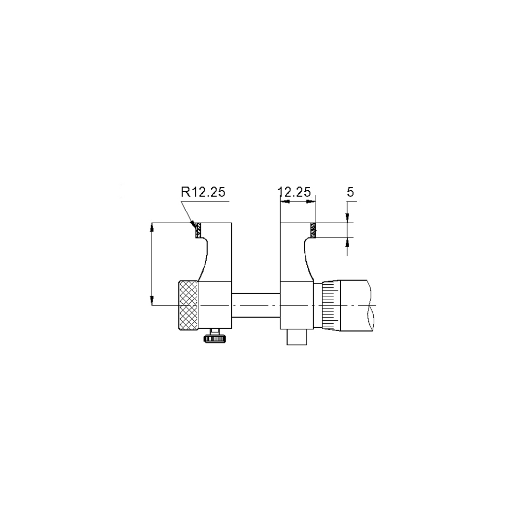 Technical drawing Head Inside micrometer 50 - 75 mm with round measuring faces