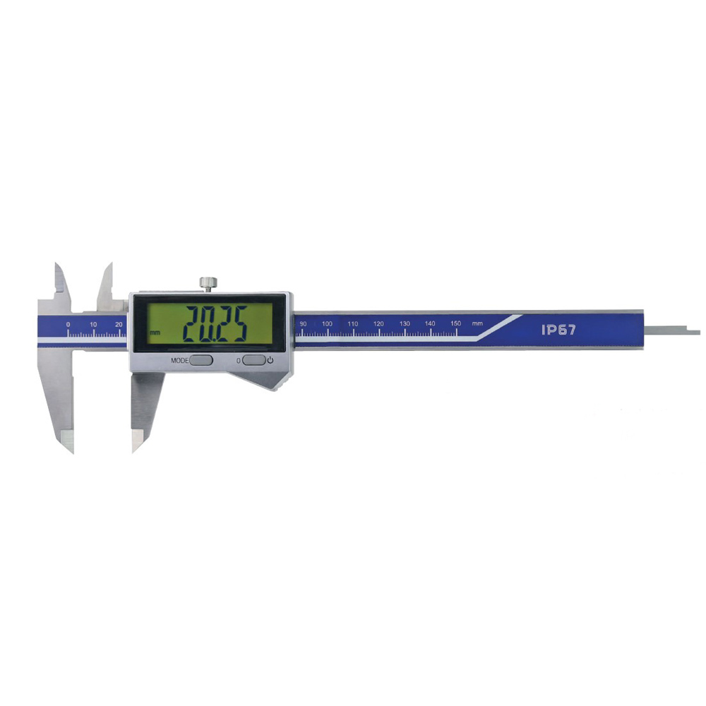 Digital-Taschen-Messschieber 0-150 mm IP 67 mit rundem Tiefenmaß Ø 1,6 mm