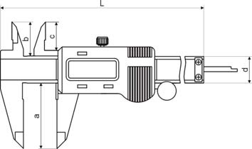 Technical drawing Digital pocket caliper 0 - 200 mm with solar cell DIN 862