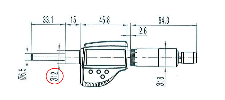 Zeichnung Digital-Einbau-Messschraube 0 - 25 mm DIN 863