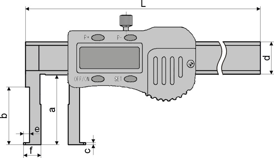 Zeichnung Digital-Innen-Nuten-Messschieber 16 - 150 mm  3V