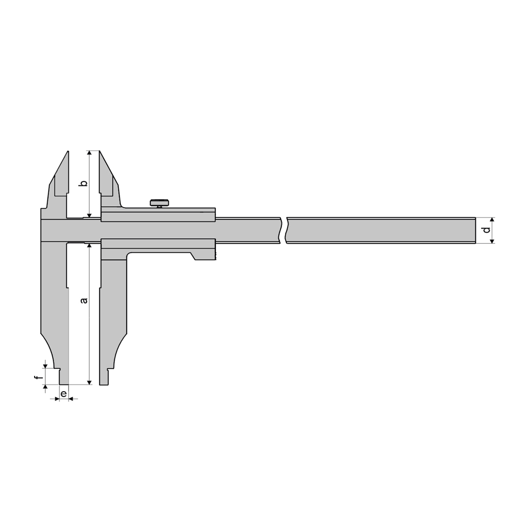 Technical drawing Control caliper 200 x 60 mm with points DIN 862