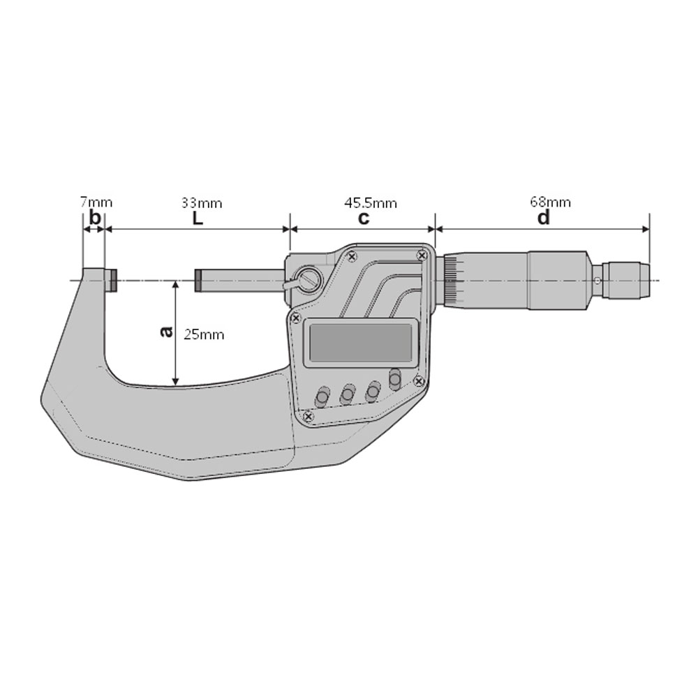 Technical drawing Digital micrometer 75 - 100 mm RB 4 DIN 863
