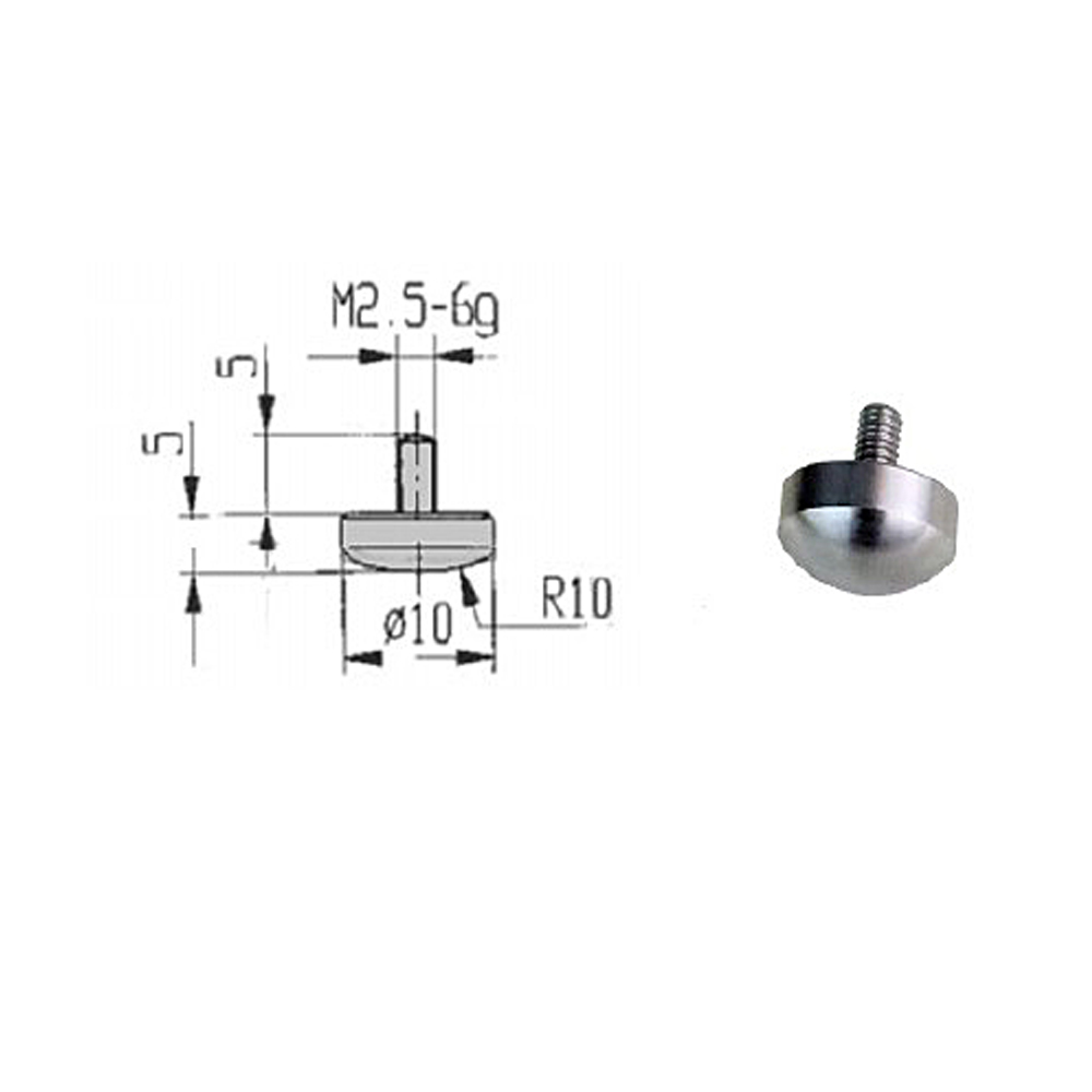 Measuring tip spherical Ø 10 mm for dial indicator thread M 2,5