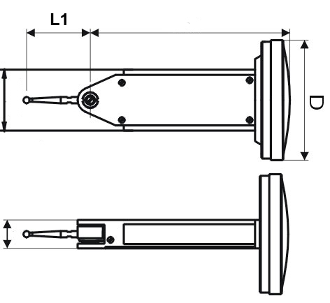 Zeichnung Fühlhebelmessgerät 0,8 x 0,01 mm Ø 32 mm vertikal