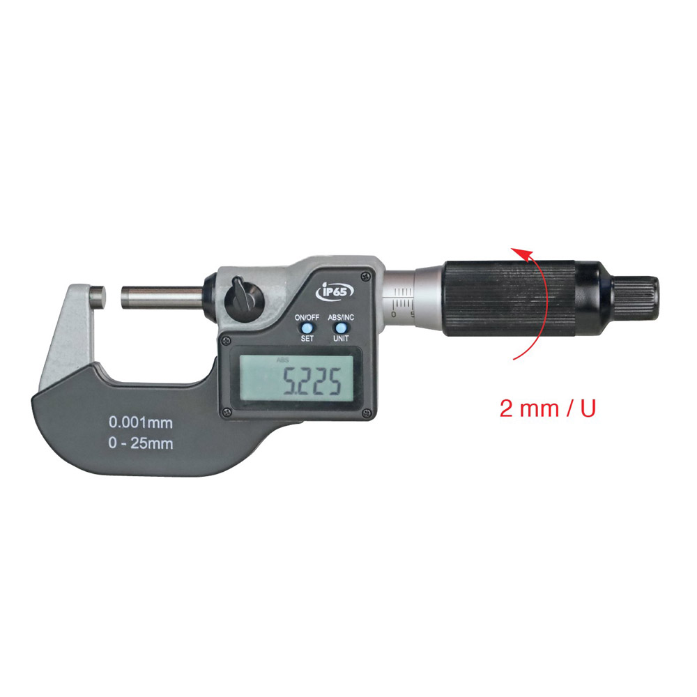 Digital-Bügelmessschraube 75-100 mm mit 2 mm Spindelsteigung IP 65