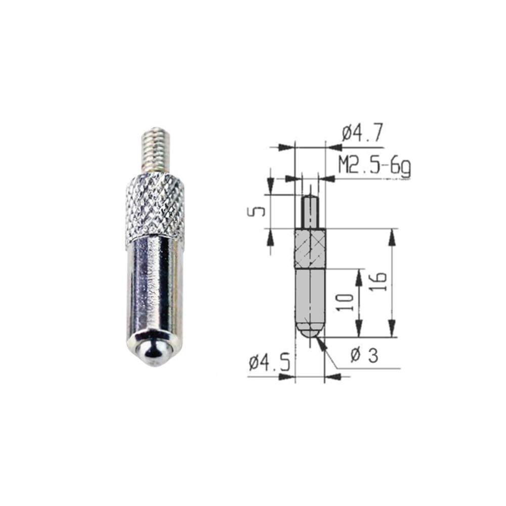 Messeinsatz Zylinder 10 mm mit Kugel 3 mm für Messuhren Gewinde M 2,5
