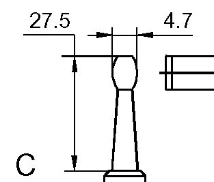 Technical drawing Tube micrometer measuring from 4,7 mm 0 - 25 mm 