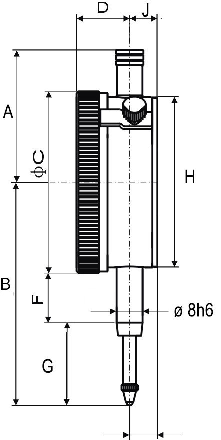 Zeichnung Messuhr analog 10 x 0,01 mm