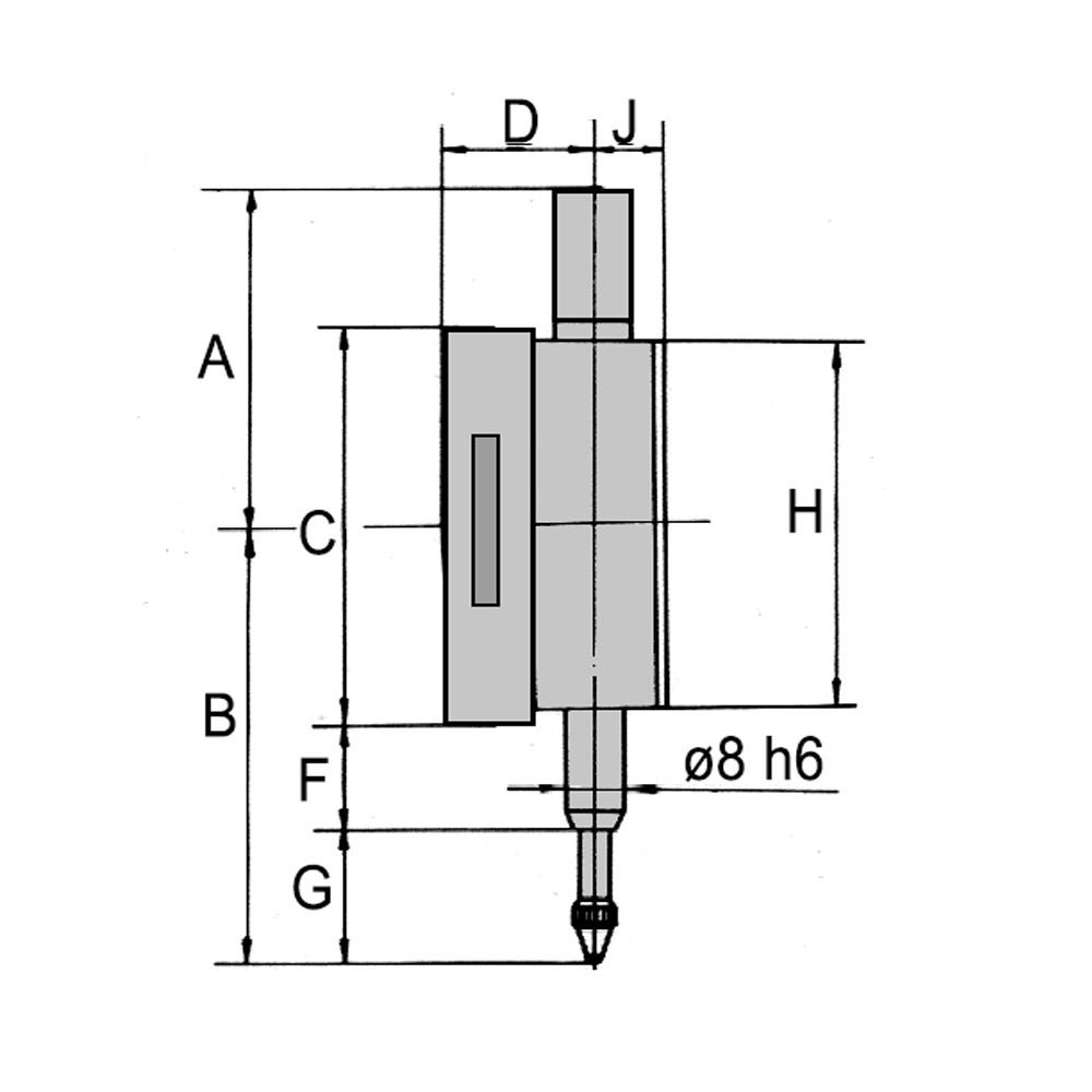 Zeichnung Digital-Messuhr 12,7 x 0,01 mm Messbereich