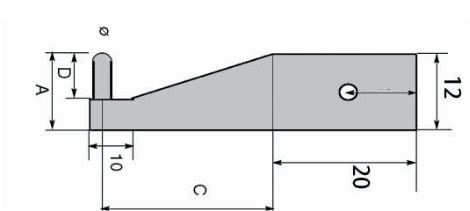 Technical drawing Measuring insert with spherical outside measuring faces Ø 2 mm